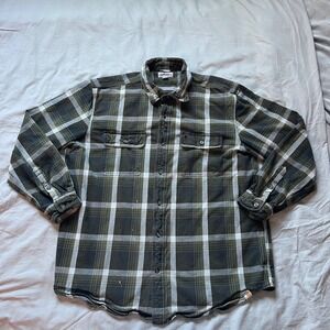 CARHARTT Flannel Mens XL Original Fit Plaid Button Up Shirt Olive Green Workwear